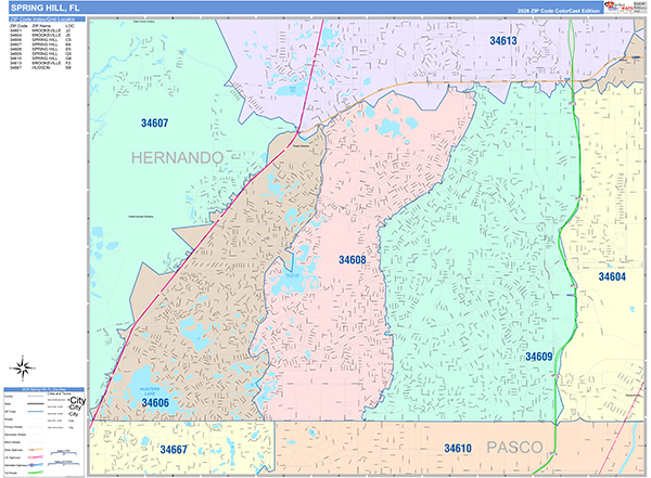 Spring Hill, FL Zip Code Map